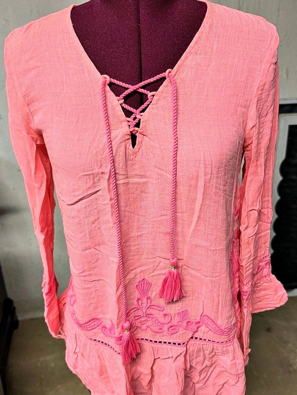 Lilly Pulitzer Embroidered Lace-Up Tunic in Pink XS